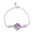 Brazilian Amethyst and Simulated Diamond 5.10 ctw Bracelet in Silvertone (8.00 In) - Sticky add to cart bar