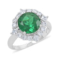 Emerald, Simulated Diamond Ring in Silvertone (Size 9.0) 6.10 ctw - Sticky add to cart bar