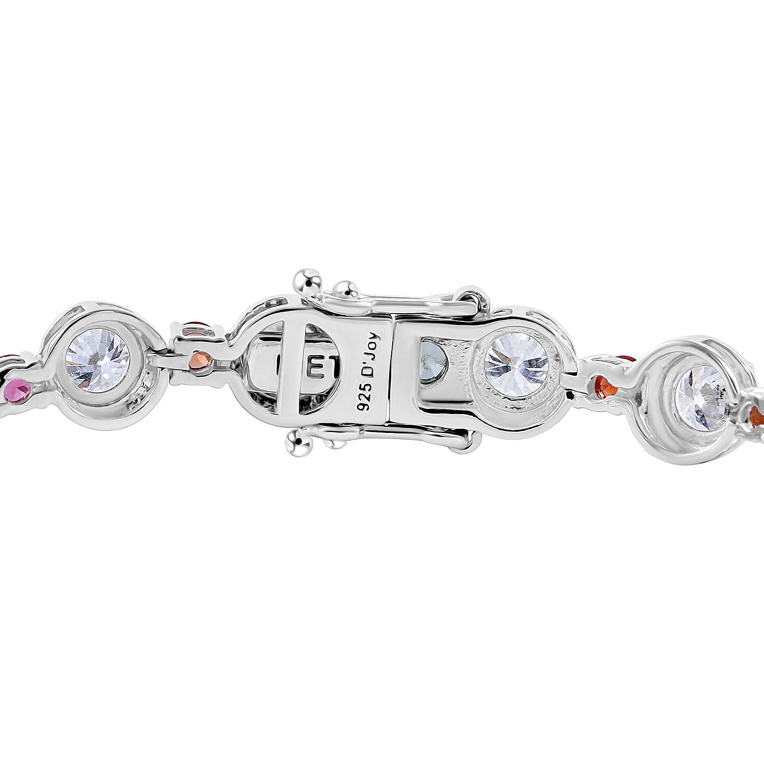 Moissanite, Multi Sapphire Bracelet in Rhodium Over Sterling Silver (6.50 In) 9.35 ctw