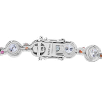 Moissanite, Multi Sapphire Bracelet in Rhodium Over Sterling Silver (6.50 In) 9.35 ctw