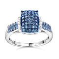 Doorbuster Blue Diamond (IR), Diamond Ring in Platinum Over Sterling Silver (Size 6.0) 0.50 ctw - Sticky add to cart bar
