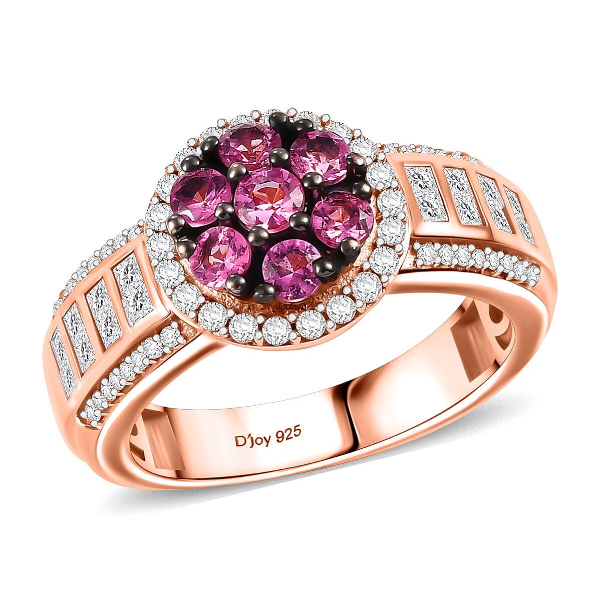 Mahenge Spinel, White Zircon Ring in 18K Vermeil RG Over Sterling Silver (Size 6.0) 1.85 ctw