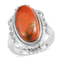 Mojave Orange Turquoise Solitaire Ring in Stainless Steel (Size 8.0) 7.50 ctw - Sticky add to cart bar