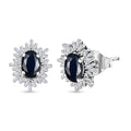Tanzanite, Diamond (0.25 cts) Stud Earrings in Rhodium Over Sterling Silver 1.20 ctw - Sticky add to cart bar