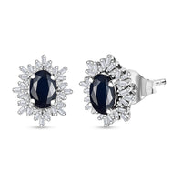 Tanzanite, Diamond (0.25 cts) Stud Earrings in Rhodium Over Sterling Silver 1.20 ctw