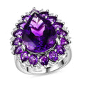 AAA Moroccan Amethyst and Multi Gemstone 10.85 ctw Ring in Rhodium Over Sterling Silver - Sticky add to cart bar