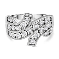 White Diamond 0.15 ctw Fancy Ring in Rhodium Over Sterling Silver (Size 8)