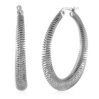 Textured Hoop Earrings in Stainless Steel
