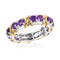 African Amethyst 1.70 ctw Ring in 18K Vermeil YG and Rhodium Over Sterling Silver