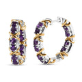 D'Joy African Amethyst 2.10 ctw Hoop Earrings in 18K Vermeil YG and Rhodium Over Sterling Silver - Sticky add to cart bar