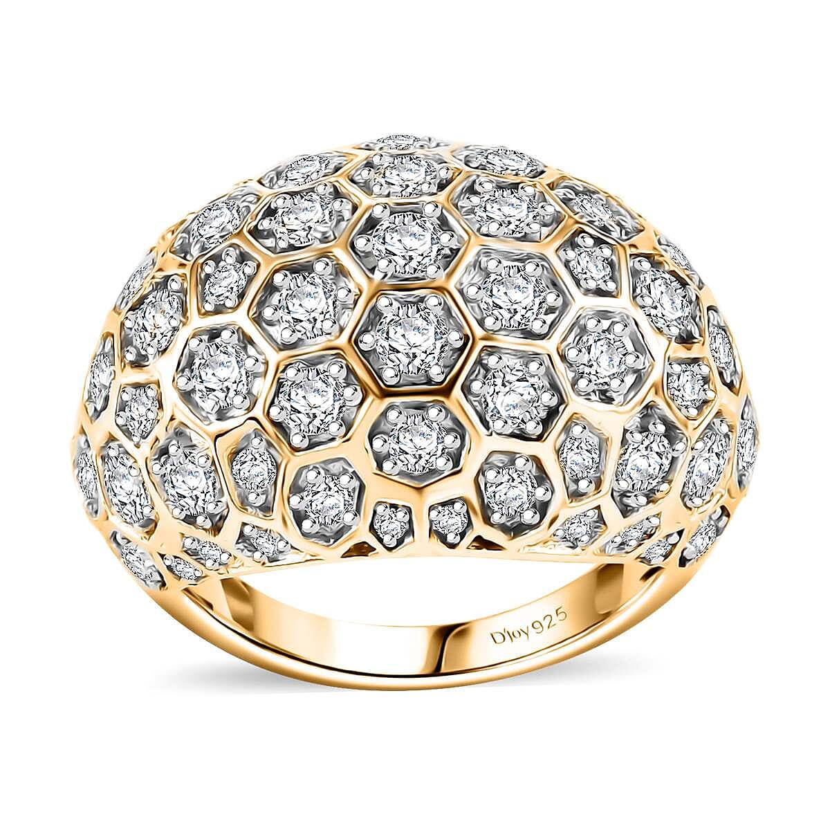 Moissanite Ring in 18K Vermeil YG Over Sterling Silver (Size 10.0) 2.15 ctw