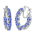 Tanzanite 7.68 ctw Inside Out Hoop Earrings in Rhodium Over Sterling Silver - Sticky add to cart bar