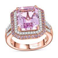 Doorbuster Premium Martha Rocha Kunzite and Multi Gemstone 9.35 ctw Ring in 18K Vermeil Rose Gold Over Sterling Silver
