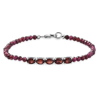 Red Garnet  Beads Bracelet (Size - 7.25) in Platinum Overlay Sterling Silver 11.66 ctw