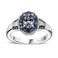 TLV Peacock Tanzanite, Blue Diamond (IR), White Diamond (0.30 cts) Ring in Rhodium Over Sterling Silver (Size 10.0) 1.15 ctw - Sticky add to cart bar