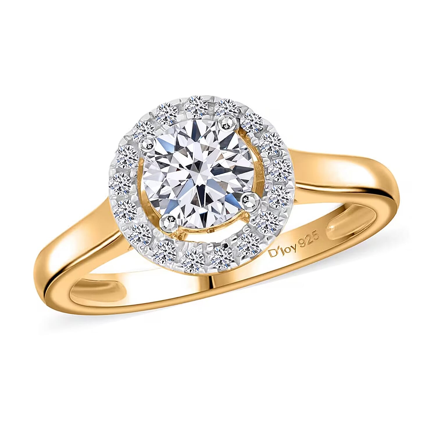 Luxuriant Lab Grown Diamond (G-H, SI) Halo Ring in Vermeil YG Over Sterling Silver (Size 10.0) 1.00 ctw