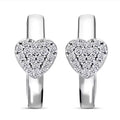 Luxuriant Lab Grown Diamond G-H SI 0.33 ctw Heart Hoop Earrings in Platinum Over Sterling Silver - Sticky add to cart bar