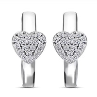 Luxuriant Lab Grown Diamond G-H SI 0.33 ctw Heart Hoop Earrings in Platinum Over Sterling Silver