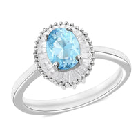 Luxoro Premium Mangoro Aquamarine and G-H I1 Diamond Ring in 14K White Gold (Size 10.0) 1.00 ctw