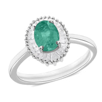 Luxoro Premium Kagem Zambian Emerald and G-H I1 Diamond Ring in 14K White Gold (Size 10.0) 1.00 ctw