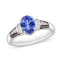 Luxoro Premium Tanzanite, I1 Natural Champagne and White Diamond Ring in 14K White Gold (Size 10.0) 1.60 ctw - Sticky add to cart bar