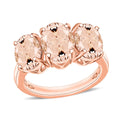 Marropino Morganite 3 Stone Ring in 18K Vermeil Rose Gold Over Sterling Silver (Size 10.0) 4.50 Grams 5.00 ctw - Sticky add to cart bar