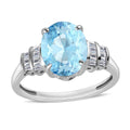 Luxoro Premium Mangoro Aquamarine and G-H I1 Diamond Ring in 14K White Gold (Size 10.0) 5.15 ctw - Sticky add to cart bar