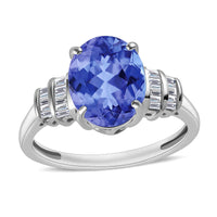 Luxoro Premium Tanzanite and G-H I1 Diamond 3.15 ctw Ring in 14K White Gold (Size 10.0)