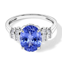 Luxoro Premium Tanzanite and G-H I1 Diamond 3.15 ctw Ring in 14K White Gold (Size 10.0)