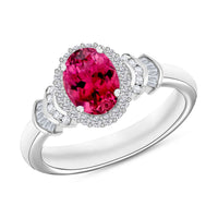 Luxoro Premium Ouro Fino Rubellite and G-H I1 Diamond Ring in 14K White Gold (Size 10) 1.60 ctw