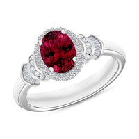 Luxoro Premium Ouro Fino Rubellite and G-H I1 Diamond Ring in 14K White Gold (Size 10) 1.60 ctw