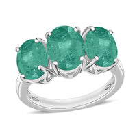 Iliana AAA Kagem Zambian Emerald 3 Stone Ring in 18K White Gold (Size 10.0) 6 Grams 4.20 ctw