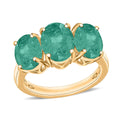 Iliana AAA Kagem Zambian Emerald 3 Stone Ring in 18K White Gold (Size 10.0) 6 Grams 4.20 ctw - Sticky add to cart bar