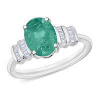Luxoro Premium Kagem Zambian Emerald and G-H I1 Diamond Ring in 14K White Gold (Size 10.0) 1.90 ctw