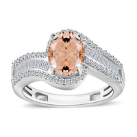 Luxoro Premium Pink Morganite and G-H I1 Diamond Ring in 14K White Gold (Size 10.0) 4.20 Grams 1.75 ctw