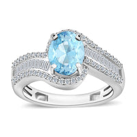 Luxoro Premium Mangoro Aquamarine and G-H I1 Diamond Ring in 14K White Gold (Size 10.0) 4.20 Grams 1.65 ctw