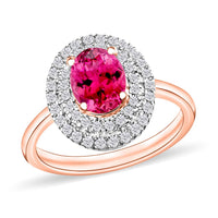 Ouro Fino Rubellite and White Zircon Double Hao Ring in 18K Vermeil Rose Gold Over Sterling Silver (Size 10) 1.55 ctw