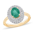 Kagem Zambian Emerald and White Zircon Double Halo Ring in 18K Vermeil Rose Gold Over Sterling Silver (Size 10.0) 1.45 ctw - Sticky add to cart bar