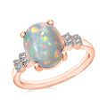 Premium Ethiopian Welo Opal and Diamond Ring in 18K Vermeil Rose Gold Over Sterling Silver (Size 10.0) 1.85 ctw - Sticky add to cart bar