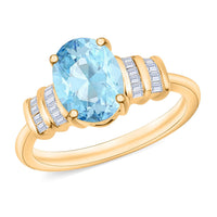 Luxoro Premium Mangoro Aquamarine and G-H I1 Diamond Ring in 14K Yellow Gold (Size 10.0) 1.80 ctw