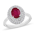 Mozambique Ruby and White Zircon Double Halo Ring in 18K Vermeil Rose Gold Sterling Silver (Size 10) 1.85 ctw - Sticky add to cart bar