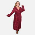 TAMSY Red Mini Vine Print V-Neck Midi Dress - XL - Sticky add to cart bar