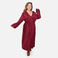 TAMSY Red Mini Vine Print V-Neck Midi Dress - XL