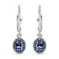 TLV Peacock Tanzanite, Blue Diamond (IR) (0.28 cts) Earrings in Rhodium Over Sterling Silver 1.15 ctw - Sticky add to cart bar