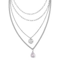 White Shell Pearl 4 Layer Necklace in Stainless Steel 24-26 Inches - Sticky add to cart bar