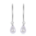 White Shell Pearl Tear Drop Hoop Earrings in Stainless Steel - Sticky add to cart bar
