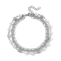 White Shell Pearl 3 Row Bracelet in Stainless Steel (7.5-9.0In) - Sticky add to cart bar