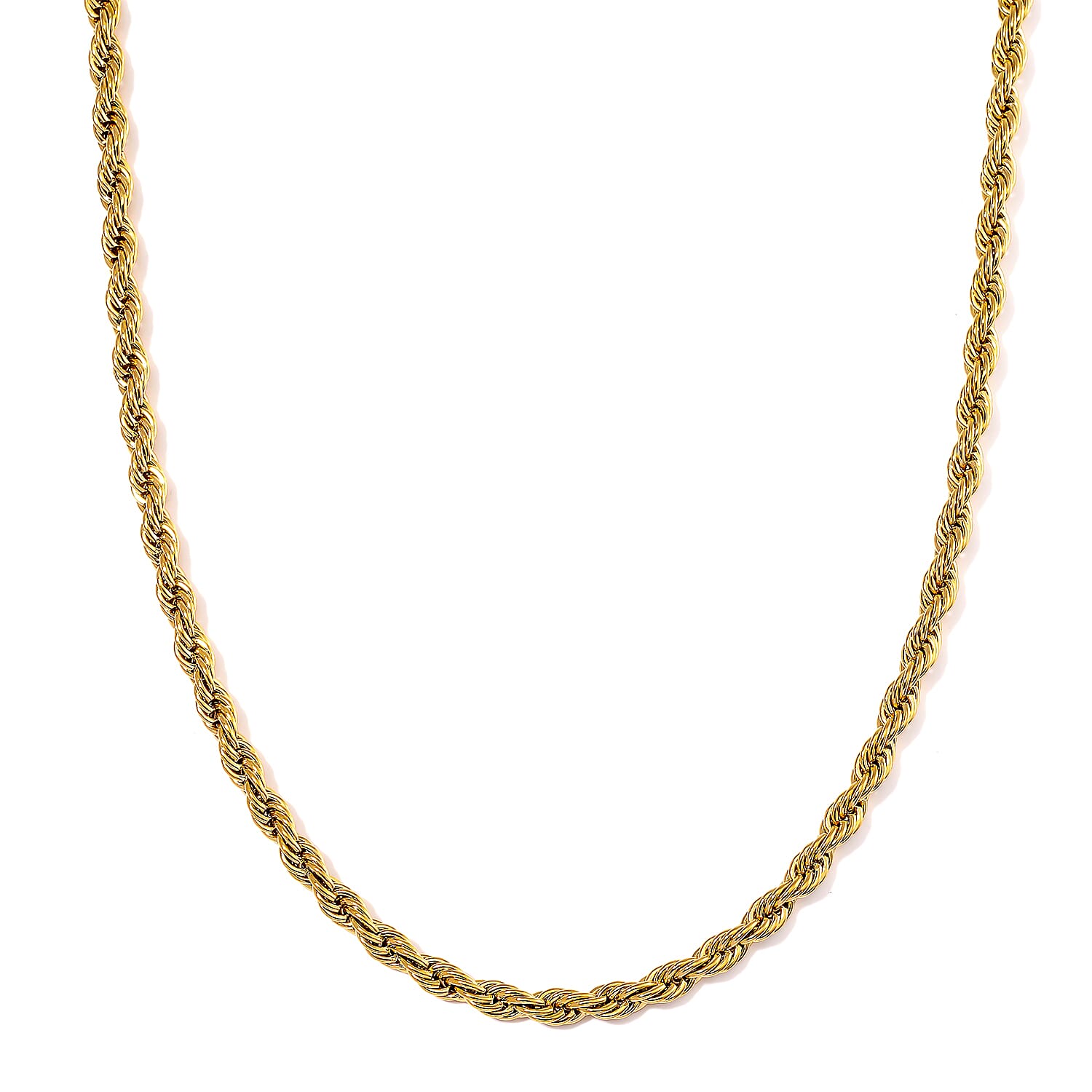 Rope Chain Necklace in ION Plated YG Stainless Steel 24 Inches