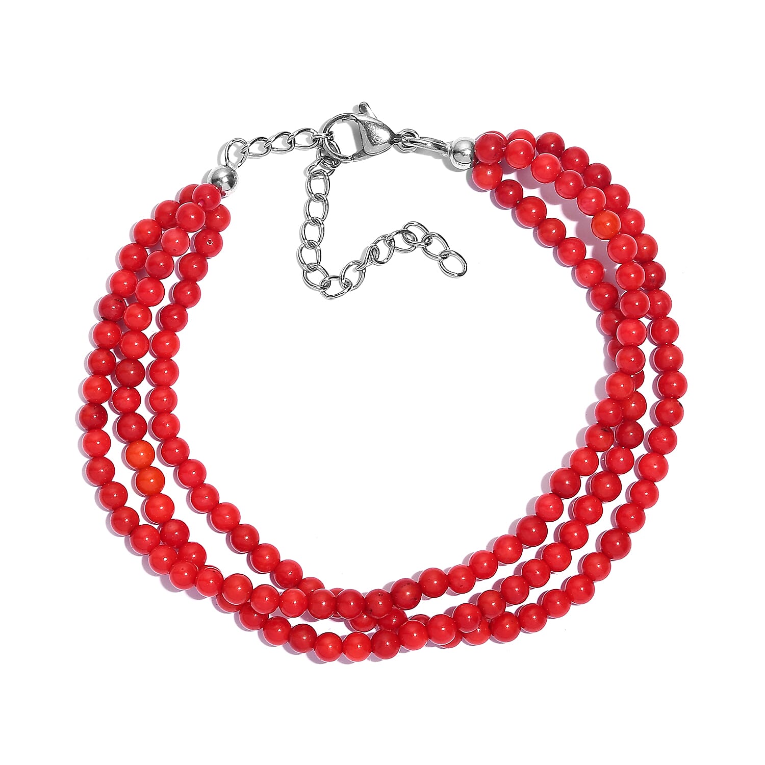 Sponge Coral Bracelet in Rhodium Over Sterling Silve (7.50 In) with Extender