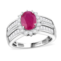 Doorbuster Mozambique Ruby, Moissanite Ring in Rhodium Over Sterling Silver (Size 7.0) 2.75 ctw